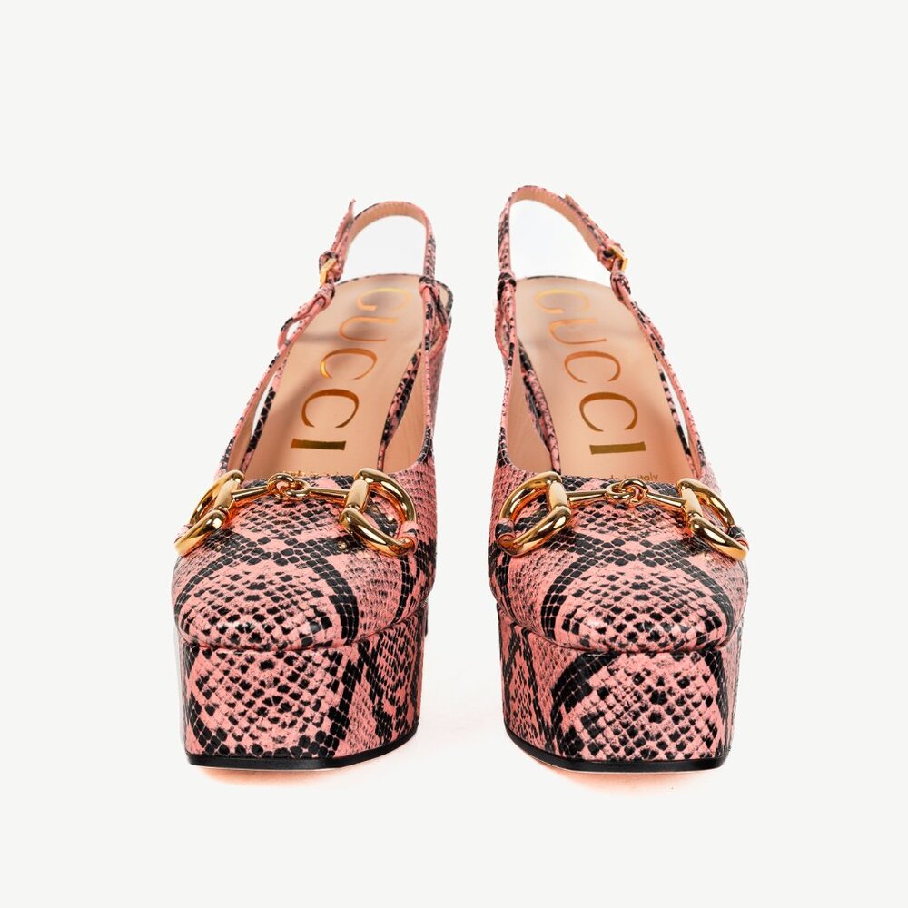 Gucci Wild Rose Python Calf Print Horsebit Platfo… - image 2